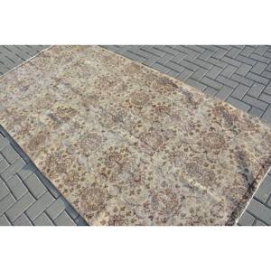 พรมตุรกีวินเทจคลาสสิกสีเบจสีน้ำตาลขนาด4.5x8.6ฟุตผ้าขนสัตว์เย็บปะติดปะต่อพื้นที่ขนาดใหญ่ที่มียางรองสำหรับห้องโถงหรือห้องนอน - Product Image 4