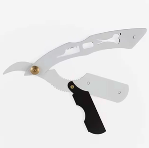 Rasoir manuel professionnel en acier inoxydable rasoir de sécurité à bord droit conception pliable jetable pour les soins personnels coupe-barbier - Product Image 4