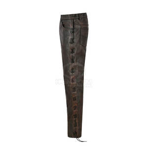Pantalon en cuir décontracté pour hommes de haute qualité couleur unie haut de gamme Streetwear léger motif droit teint uni - Product Image 3
