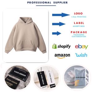 Sudadera con Capucha Personalizada para Hombre, 100% Algodón, de Alta Calidad, con Estampado Puff, Sólida, Extra Grande, Corta, con Bolsillos, Resistente al Viento, para Invierno - Product Image 2