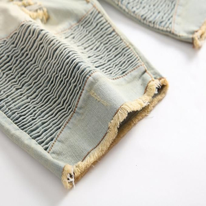 กางเกงขาสั้นผ้ายีนส์ผู้ชายผ้าฝ้าย100% เป็นมิตรกับสิ่งแวดล้อมสบายๆพอดีกับเอว - Product Image 6