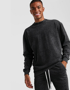 Sweat-shirt à col rond surdimensionné en coton 100% lourd pour hommes, personnalisable avec logo OEM, vente en gros - Product Image 1