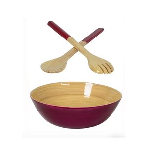 Juego de ensaladeras de bambú hilado hecho a mano de alta calidad con cucharas Nuevo estilo Laca Acabado Buen precio Utensilios de cocina de Vietnam - Product Image 3