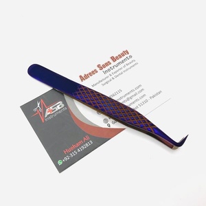 Pinzas de extensión de pestañas de volumen de 90 grados de etiqueta privada punta de fibra profesional de acero inoxidable sostenible japonés púrpura - Product Image 4