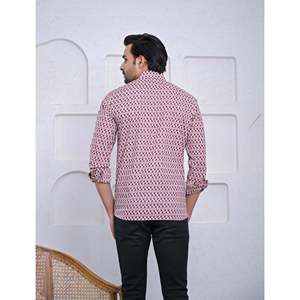 Chemise pour homme, 100% coton, imprimée avec des motifs floraux à pois, décontractée, manches longues, options de tissu popeline Oxford, fabrication ODM/OEM - Product Image 5