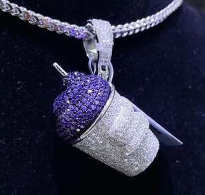 Pendentif Moissanite Rond en Argent Sterling 925 Personnalisable Bijoux Hip Hop Rappeur Entièrement Glacé pour Hommes et Femmes - Product Image 3