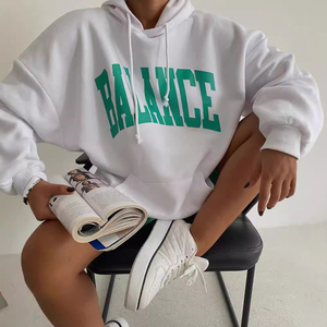 Sweat à capuche polaire pour femmes de haute qualité surdimensionné hiver automne imprimé devant col à capuche printemps Anti-boulochage - Product Image 5