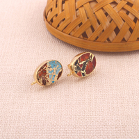 Cuivre couleur mélangée 9Turquoise bijoux forme ovale oreille poste goujon connecteur non apparié bricolage clouté cadeaux plaqué or goujons boucle d'oreille