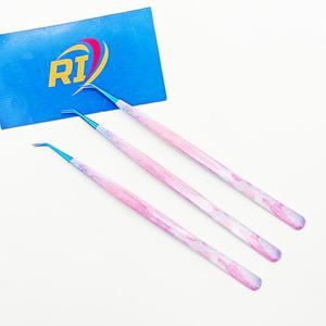 Pinzas profesionales de Extensión de pestañas de acero inoxidable aislamiento de volumen OEM Rosa Ombre 45 grados antimagnético antiestático - Product Image 6