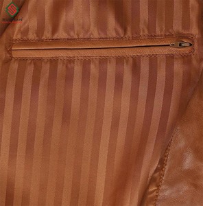 Blouson aviateur décontracté en cuir véritable pour homme avec fermeture éclair, motif uni, col mandarin, style Avirex - Product Image 6