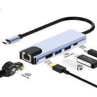5-in-1 USB 3.0 C Hub met Ethernet RJ45 dockingstation voor MacBook en laptops - Op voorraad