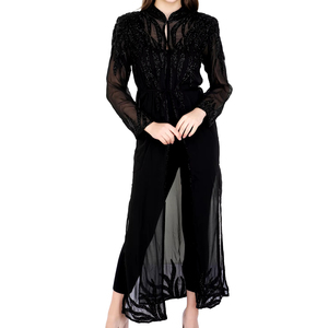 Vestido Abaya Moderno de Lujo Árabe, Georgette, Manga Larga, Diseño Abierto por Delante, Estilo Islámico de Dubái, Transpirable, para Primavera - Product Image 1