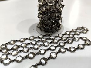 Chaîne de connecteur de lunette de 9mm en forme de pièce de monnaie briolette en cristal de roche naturel vendue au pied - Product Image 4