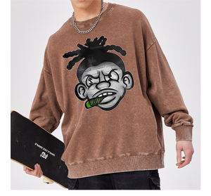 Sudaderas personalizadas de alta calidad al por mayor, 350g, sudaderas estampadas lavadas con ácido para hombre, sudaderas vintage de gran tamaño - Product Image 2