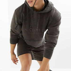 2025 Venta directa de fábrica Basics Vintage Effect Hoodies Logotipo personalizado Sólido Vintage Effect Hoodies para hombres - Product Image 4