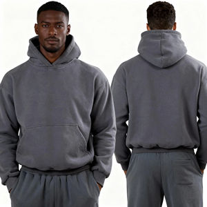 Sudaderas con Capucha de Corte Cuadrado 100% Algodón para Hombre, Sudaderas con Capucha Bordadas con Logotipo Personalizado de Alta Calidad, OEM - Product Image 3