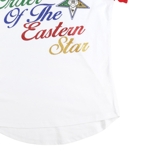 OES <b>White</b> V Neck <b>Tee</b> 100% Cotton Order of Eastern Star Shirt Custom Fraternity Sorority Apparel Embroidered Raglan Sleeve - Product Image 5