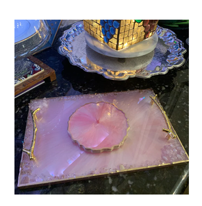 Bandeja para servir de resina epoxi Bandeja de resina moderna hecha a mano Rectángulo elegante Bandeja de resina de última pieza - Product Image 2