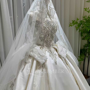 Lsoy024 Satin Princess <b>Wedding</b> Dress High-Grade Handmade Crystal Glitter Diamond Sequins Ball Gown Jancember - Product Image 2