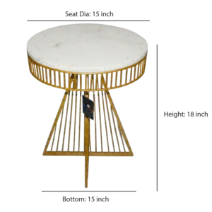 Medieval Edge Modern Side <b>Table</b> 15 X 15 X 18 White & <b>Gold</b> Marble and Iron Largest Manufacture Company for Home Office - Product Image 5