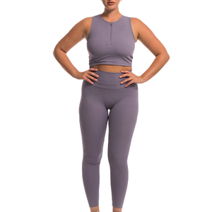 Fashion style wholesale summer fitness apparel sports bra <b>leggings</b> solid color <b>women</b> active wear sets with OEM - Product Image 3