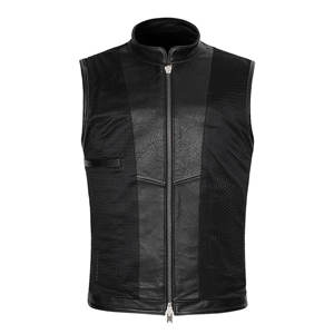 Gilets de moto en cuir confortables gilet pour hommes col montant poche zippée gilet de moto veste Slim Fit - Product Image 3