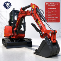 Excavator Mini Crawler 3 Ton Mesin Kubota Bucket 0.35m³ Bersertifikat CE EPA Harga Grosir untuk Penggunaan Kebun dan Pertanian