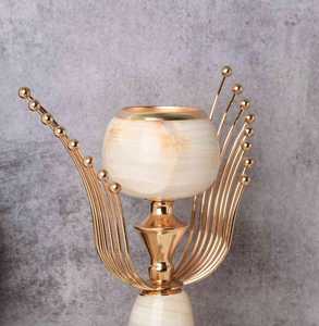 เชิงเทียนประดับมุกแบบเรียวเล็กและแบบพรีเมี่ยมเชิงเทียนมุกเชิงเทียนหินอ่อนที่วางเทียนหินอ่อนสำเนียงการตกแต่งที่ทันสมัย - Product Image 2