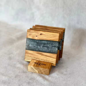 Posavasos de resina y madera hechos a mano, juego de posavasos hecho a mano ecológico para regalos sostenibles, compradores conscientes y modernos - Product Image 1
