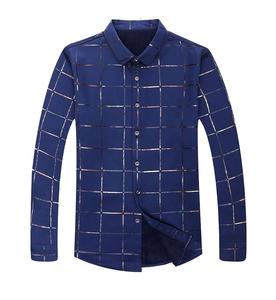 Camisa de Hombre a Cuadros de Sarga 100% Algodón, Casual, Transpirable, Sostenible, de Manga Larga, con Botones, Teñida con Hilo, Antiencogimiento, Personalizable, Superventas - Product Image 3