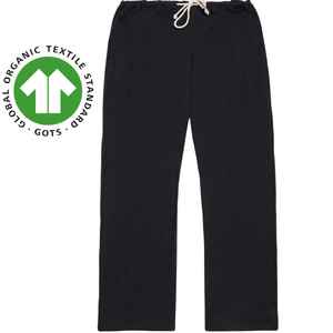 Pantalon de détente en coton biologique pour femme-Noir, 5.4 oz Jersey, coupe décontractée avec cordon de serrage réglable à la taille et jambe droite - Product Image 2