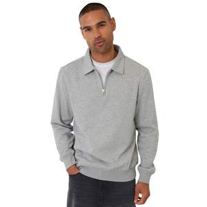 Sudadera Personalizada de Algodón y Poliéster de Alto Gramaje, Sudadera con Cuello Polo, Cierre de Cremallera de un Cuarto, Corte Holgado, para Hombre - Product Image 1