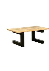 Table basse rectangulaire contemporaine bois de manguier durable métal noir audacieux pieds en forme de U pièce décorative moderne pour le salon - Product Image 3