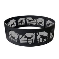Brasero d'extérieur de 36 pouces - Anneau de foyer portable en métal pour le camping ou la cour - Motifs de faune à 360 degrés pour la forêt et la nature sauvage