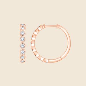 Boucles d'oreilles Grand Bezel Grand Creole avec diamants ronds cultivés en laboratoire 0,53 carat F-VS en or massif 14 carats, produit authentique - Product Image 3