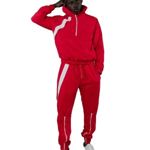 ชุดวอร์มเนื้อผ้าโพลีเอสเตอร์/ คอตตอนสำหรับผู้ชายชุดวอร์มผ้าซิปมีฮู้ดระบายอากาศได้ดีแห้งเร็ว - Product Image 5