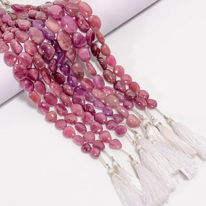 ลูกปัดไพลินสีชมพูแซฟไฟร์รูปทรงเรียบลูกปัดแซฟไฟร์สีชมพูสำหรับทำเครื่องประดับ - Product Image 3