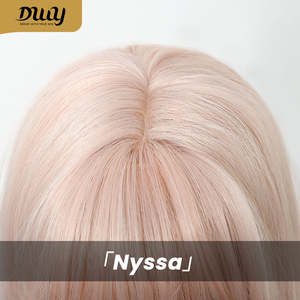 Nyssa-DWY Mirascalp Wave Pink Gradient <b>Brown</b> Lace Front Synthetic <b>Wig</b> Transparent Lace Small Cap High Water Wave Glueless Bangs - Product Image 6
