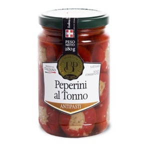 Buongustaio Piemonte Poivrons Salés Italiens Petits et Ronds Marinés au Thon Antipasti Entiers en Pot Snack pour Pizza Pâtes Salades - Product Image 1