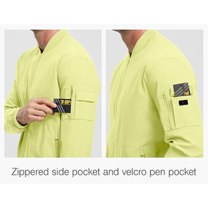 Blouson aviateur décontracté personnalisé pour hommes pour l'automne col montant coupe-vent zippé avec poches respirant et coupe-vent - Product Image 5