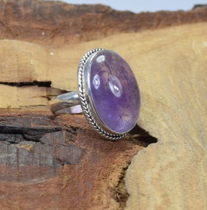925 argent Sterling classique violet améthyste bague naturel ovale coupe lunette réglage fin février pierre de naissance fiançailles cadeau de mariage - Product Image 3