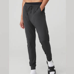 Pantalon de jogging décontracté pour homme, coupe droite, léger, taille élastique, polyester/coton, respirant, anti-plis, hiver, noir - Product Image 3