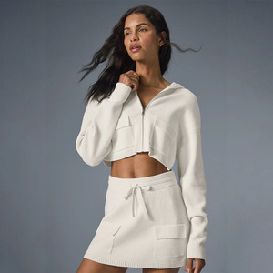 ชุดเสื้อสเวตเตอร์สวมหัวแบบมีซิปสำหรับผู้หญิงชุดวิ่งแบบธรรมดาออกแบบได้ตามต้องการ - Product Image 1