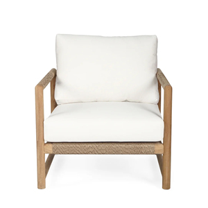 Silla de salón para exteriores Muebles de madera de teca natural con la mejor cuerda y cojín-Getha - Product Image 2