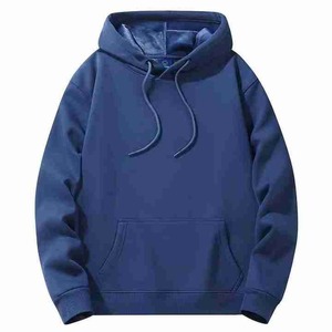 Sweat à capuche en polaire thermique 100% coton pour hommes, épaules tombantes, coupe boxy surdimensionnée, capuche courte, design d'hiver à motif solide - Product Image 5