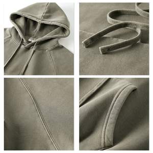 Sweat à capuche court en molleton de coton et polyester de qualité supérieure 355 g/m² |   Haut décontracté surdimensionné pour femme, personnalisable avec logo, en coton lavé - Product Image 4