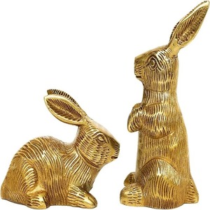 Conjunto Moderno de Escultura de 2 Conejitos en Oro Metálico Decoración de Mesa para Fiesta y Regalo de Vacaciones Patrón de Animales - Product Image 3