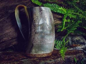 แก้วมักทำมือขัดเขาสัตว์สวยงามสง่างามตามธรรมชาติสำหรับงานหัตถกรรมรูปพระจันทร์เสี้ยวในชีวิตประจำวัน - Product Image 3