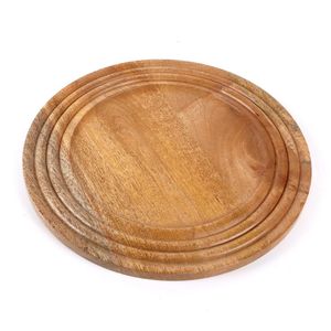Assiette de présentation en bois de style campagnard, assiette ronde rustique pour le dîner avec bord peint, assiette de présentation en bois naturel, dessous-de-plat décoratif - Product Image 1