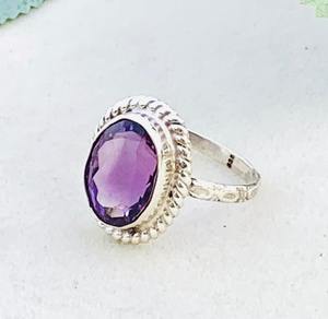 Handmade Natural Amethyst Statement <b>Ring</b> Oval Cut Casual Jewelry Gold Plating Bezel Setting Silver Fine <b>Rings</b> <b>for</b> Anniversary - Product Image 1